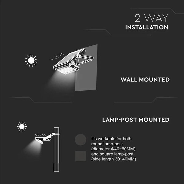 V-TAC napelemes mozgásérzékelős LED reflektor 10W természetes fehér 110 Lm/W - SKU 9869