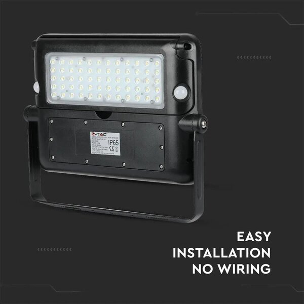 V-TAC napelemes mozgásérzékelős LED reflektor 10W természetes fehér 110 Lm/W - SKU 9869