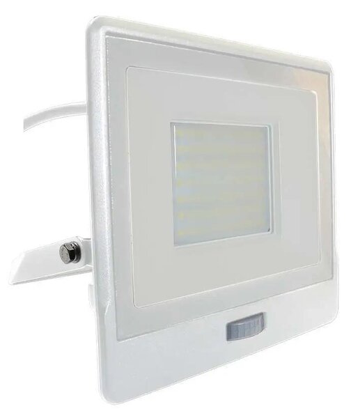 V-TAC beépített mozgásérzékelős LED reflektor 50W természetes fehér, fehér házzal - SKU 20302