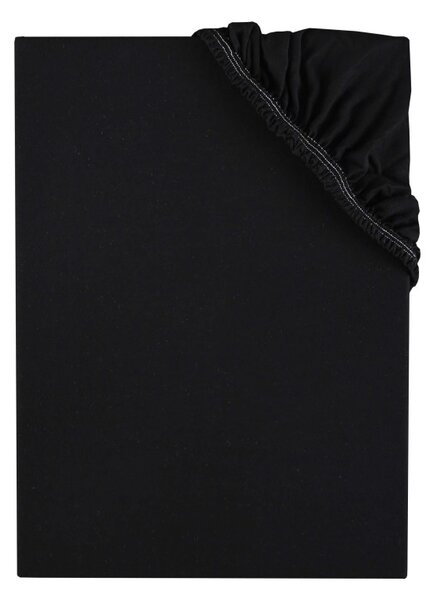 EMI fekete 100% pamutjersey gumis lepedő, 80x200-as lap