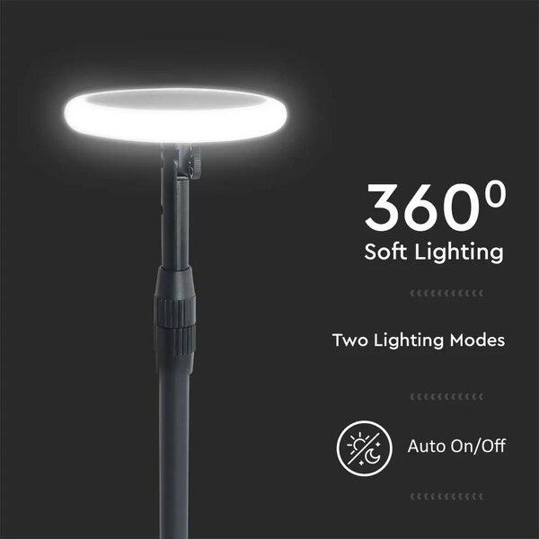 V-TAC napelemes LED kerti lámpa állítható magassággal, 129 cm, természetes fehér - SKU 6669
