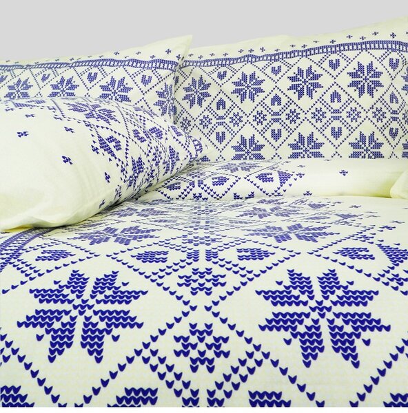 EMI Etno kék ágyneműhuzat, A standard egyszemélyes ágy szett tartalma: 1x 140x200 + 1x 70x90