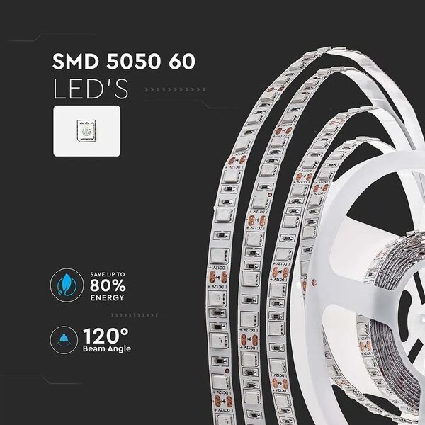 V-TAC LED szalag IP20 SMD 5050 chip 60 db/m kék - SKU 212137