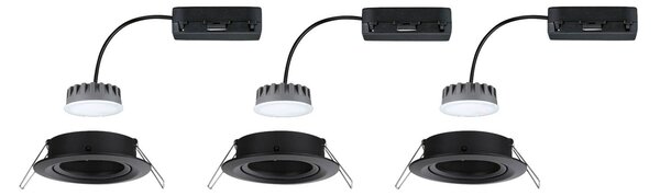 Paulmann Nova Plus Coin 3db IP23 2700K fekete, dimmelhető, Fekete, Folyosó, Alumínium, Modern