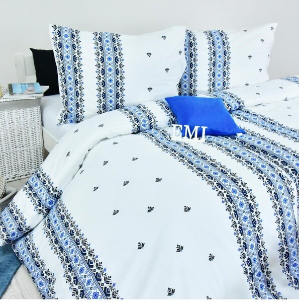 EMI Dorota kék ágyneműhuzat, A standard egyszemélyes ágy szett tartalma: 1x 140x200 + 1x 70x90