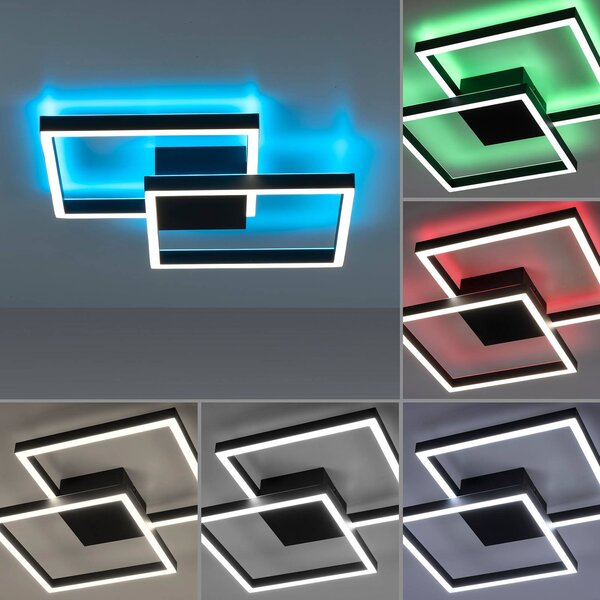 Q-Smart-Home Paul Neuhaus Q-MARKO LED menny. 2 égő szögletes, dimmelhető, Fekete, Nappali / Étkező, Alumínium, Modern