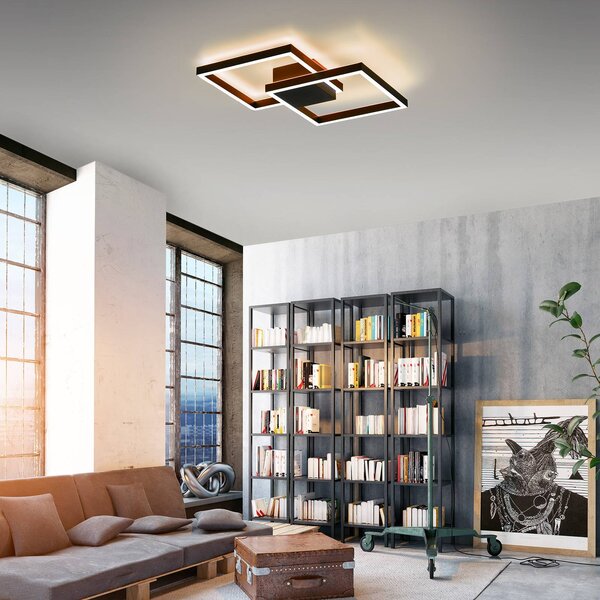 Q-Smart-Home Paul Neuhaus Q-MARKO LED menny. 2 égő szögletes, dimmelhető, Fekete, Nappali / Étkező, Alumínium, Modern