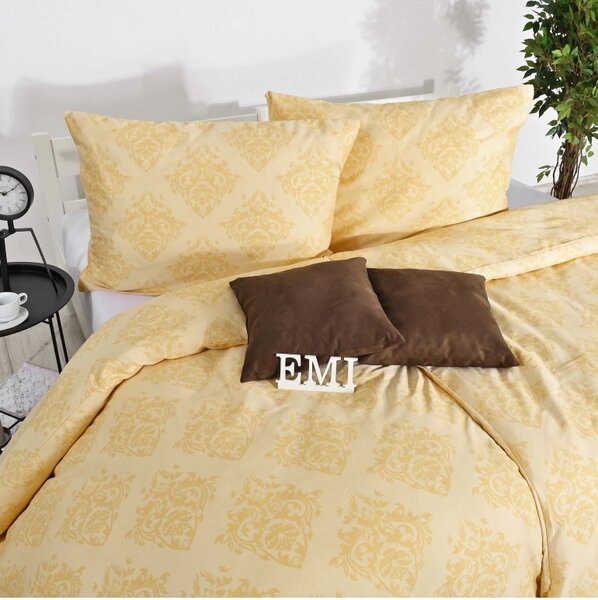 EMI Exclusive Ornament sárga szatén ágyneműhuzat, A standard egyszemélyes ágy szett tartalma: 1x 140x200 + 1x 70x90