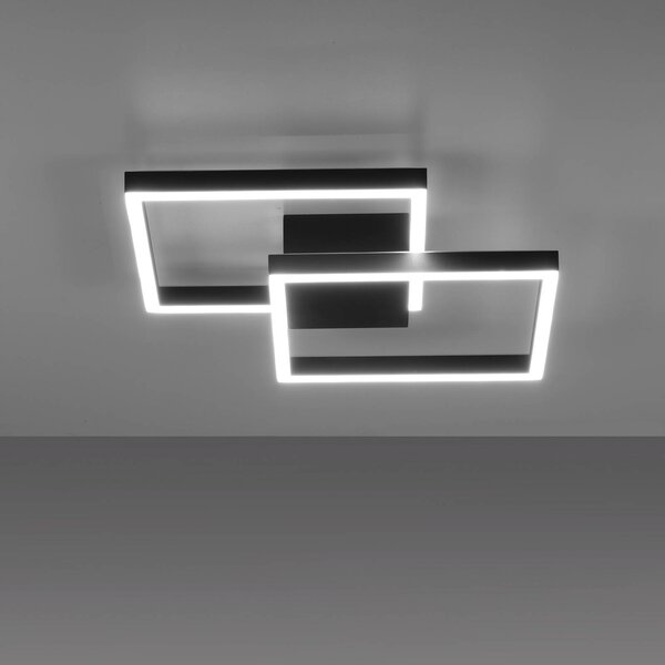 Q-Smart-Home Paul Neuhaus Q-MARKO LED menny. 2 égő szögletes, dimmelhető, Fekete, Nappali / Étkező, Alumínium, Modern