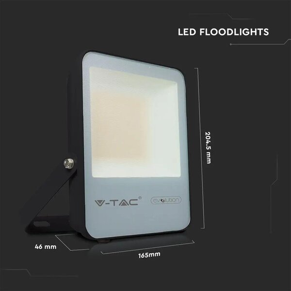 V-TAC LED reflektor 30W hideg fehér, fekete házzal, 157 Lm/W - SKU 20450