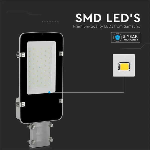 V-TAC utcai LED lámpa, térvilágító ledes lámpatest 30W természetes fehér - SKU 215251
