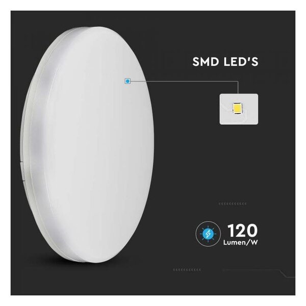 V-TAC 15W kerek, mennyezeti LED lámpa, meleg fehér, 120 Lm/W - SKU 2113889