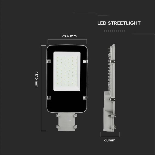 V-TAC utcai LED lámpa, térvilágító ledes lámpatest 30W természetes fehér - SKU 215251