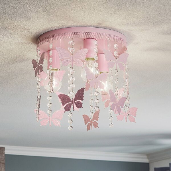 Eko-Light Angelica mennyezeti világítás rózsaszínben, pillangókkal, dimmelhető, Lila / pink / rózsaszín, Gyermekszoba, fém, Fiatalos életstílus