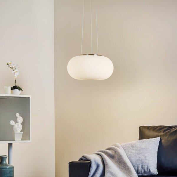 EGLO Optica modern függő lámpa, 35 cm, dimmelhető, Fehér / opál, Nappali / Étkező, Üveg, Modern