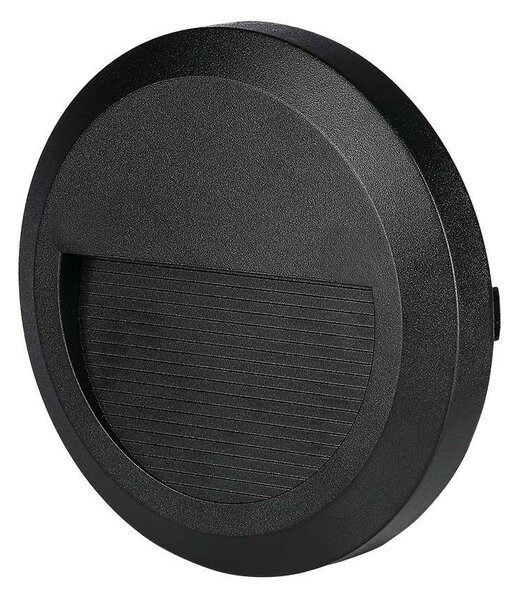 V-TAC 2W fekete LED lépcsővilágítás, kerek, IP65, természetes fehér - SKU 211316