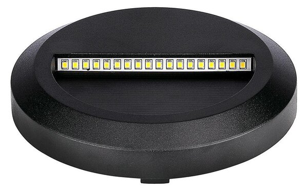 V-TAC 2W fekete LED lépcsővilágítás, kerek, IP65, természetes fehér - SKU 211316