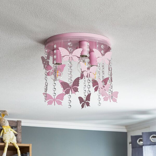 Eko-Light Angelica mennyezeti világítás rózsaszínben, pillangókkal, dimmelhető, Lila / pink / rózsaszín, Gyermekszoba, fém, Fiatalos életstílus