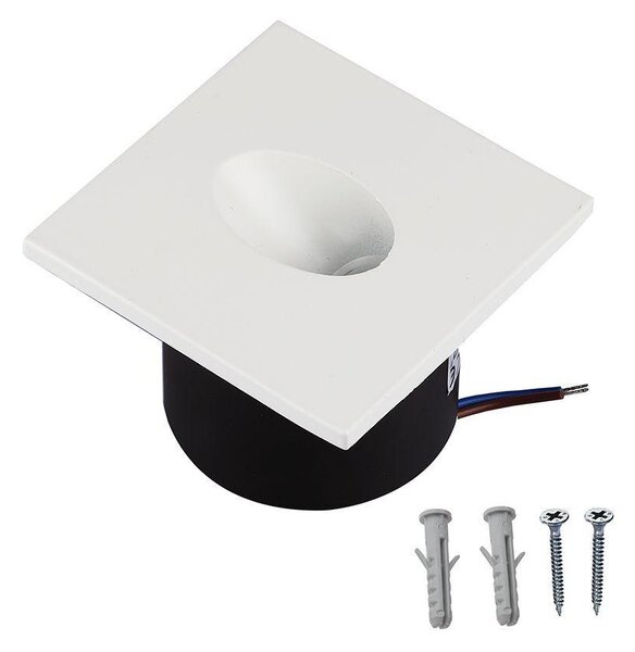 V-TAC 3W beltéri COB LED lépcsővilágítás, szögletes, meleg fehér, 90 Lm/W - SKU 211209