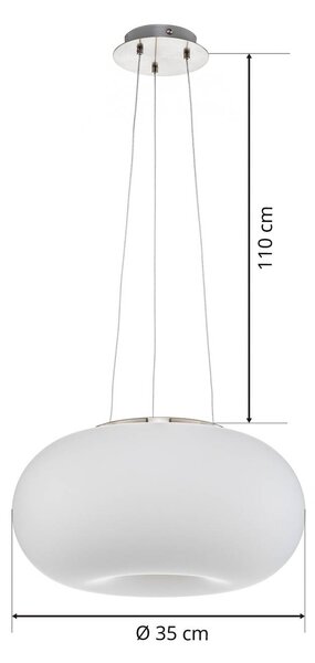 EGLO Optica modern függő lámpa, 35 cm, dimmelhető, Fehér / opál, Nappali / Étkező, Üveg, Modern