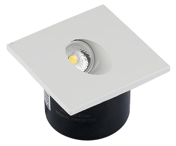 V-TAC 3W beltéri COB LED lépcsővilágítás, szögletes, meleg fehér, 90 Lm/W - SKU 211209
