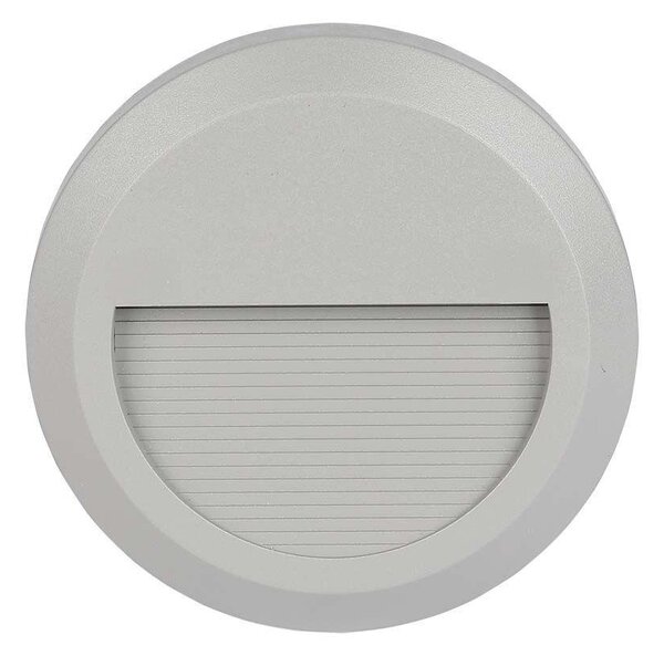 V-TAC 2W szürke LED lépcsővilágítás, kerek, IP65, meleg fehér - SKU 211319