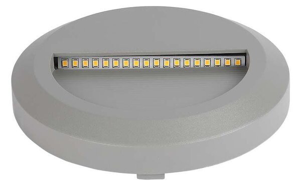 V-TAC 2W szürke LED lépcsővilágítás, kerek, IP65, meleg fehér - SKU 211319