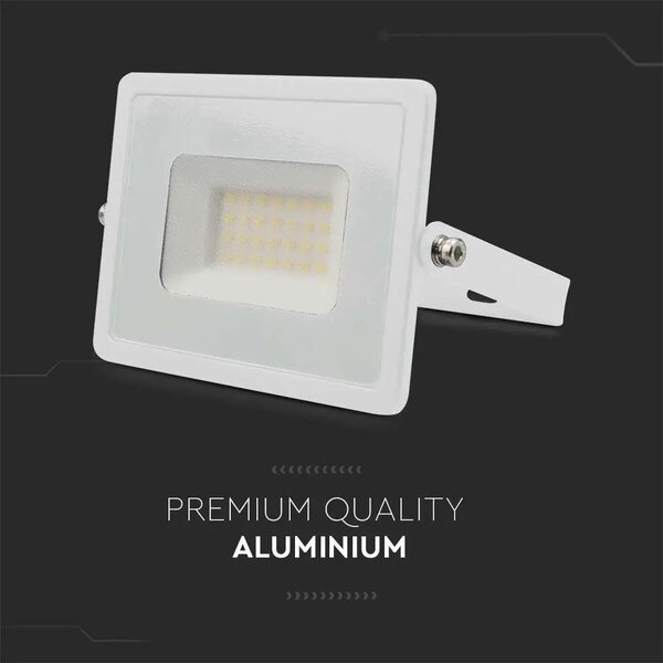 V-TAC E-széria LED reflektor 30W természetes fehér, fehér házzal - SKU 215956