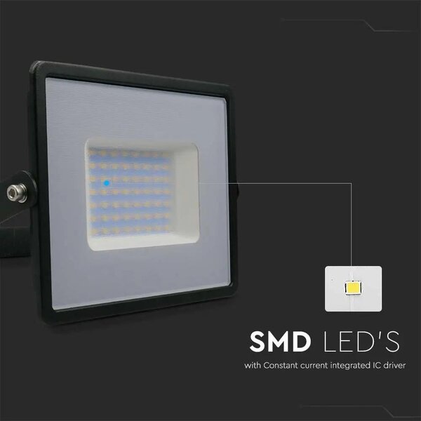 V-TAC E-széria LED reflektor 50W természetes fehér, fekete házzal - SKU 215959