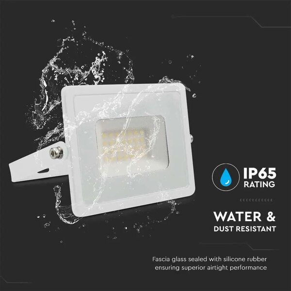 V-TAC E-széria LED reflektor 30W természetes fehér, fehér házzal - SKU 215956