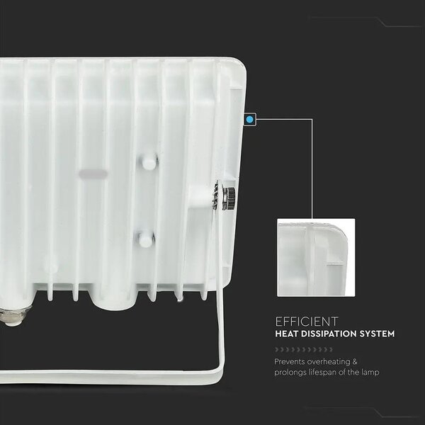 V-TAC E-széria LED reflektor 30W természetes fehér, fehér házzal - SKU 215956