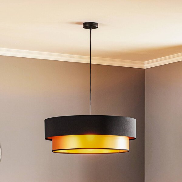 Maco Design Dorina függőlámpa, fekete/arany Ø 60cm, dimmelhető, Fekete, Nappali / Étkező, Műanyag, Modern