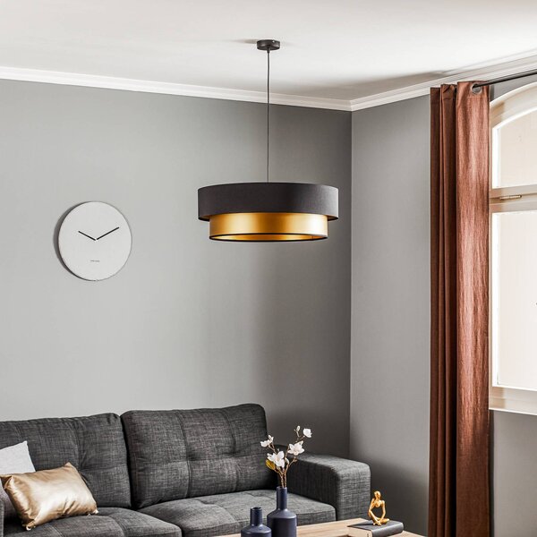 Maco Design Dorina függőlámpa, fekete/arany Ø 60cm, dimmelhető, Fekete, Nappali / Étkező, Műanyag, Modern