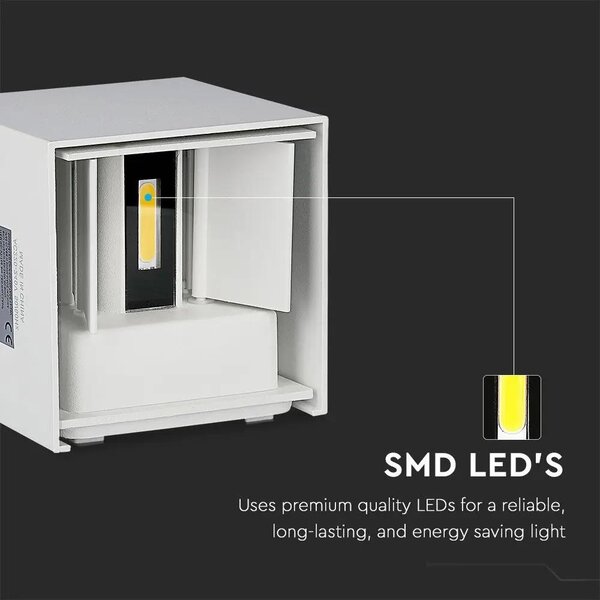 V-TAC 5W kültéri, fehér, szögletes, fali LED lámpa meleg fehér - SKU 217079