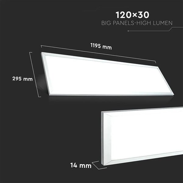 V-TAC LED panel hideg fehér 29W 120 x 30cm, 137 Lm/W - SKU 216258