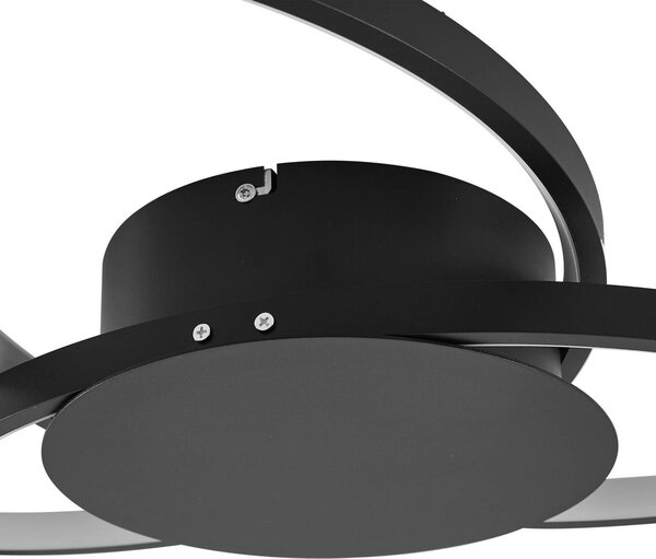 Lindby LED mennyezeti lámpa Riley, fekete, 3,000 K, dimmelhető, dimmelhető, Fekete, Nappali / Étkező, Alumínium, Modern