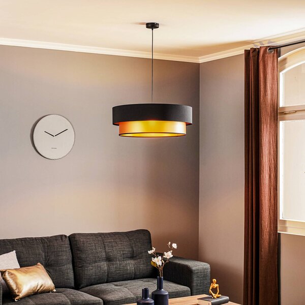 Maco Design Dorina függőlámpa, fekete/arany Ø 60cm, dimmelhető, Fekete, Nappali / Étkező, Műanyag, Modern