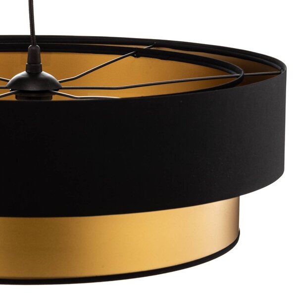 Maco Design Dorina függőlámpa, fekete/arany Ø 60cm, dimmelhető, Fekete, Nappali / Étkező, Műanyag, Modern