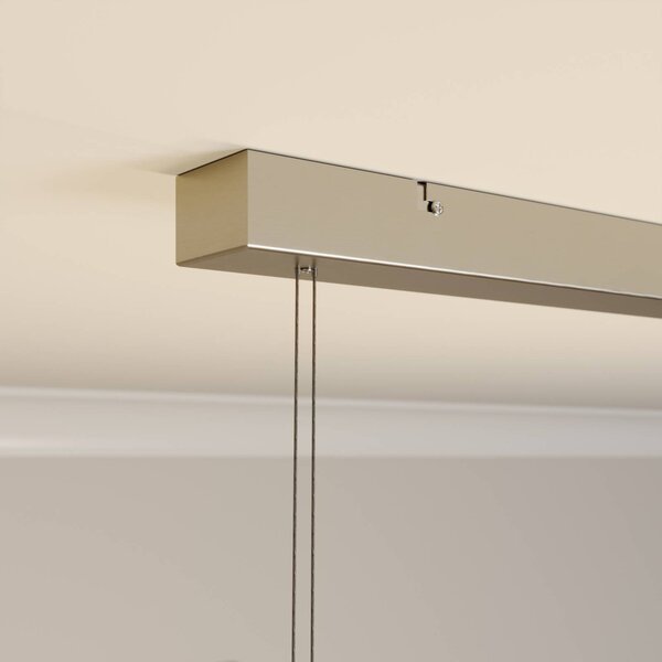 Lindby Auron LED-es függőlámpa, nikkel színű, fém, fényerőszabályozható, dimmelhető, Alu / szürke / cink, Nappali / Étkező, Műanyag, Modern
