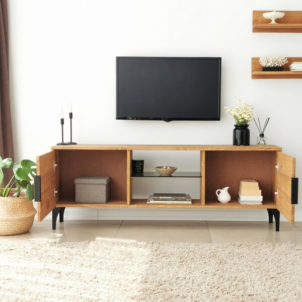 Lidya fém TV-állvány, tölgy, 50 cm