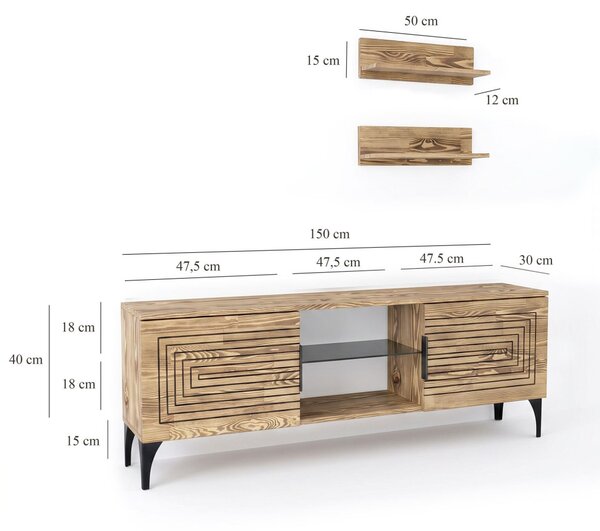 Joanne fém TV-állvány, tölgy, 50 cm