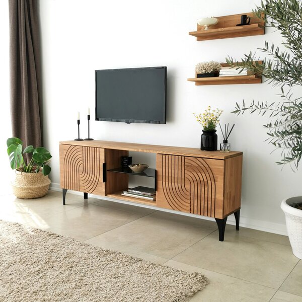 Lidya fém TV-állvány, tölgy, 50 cm