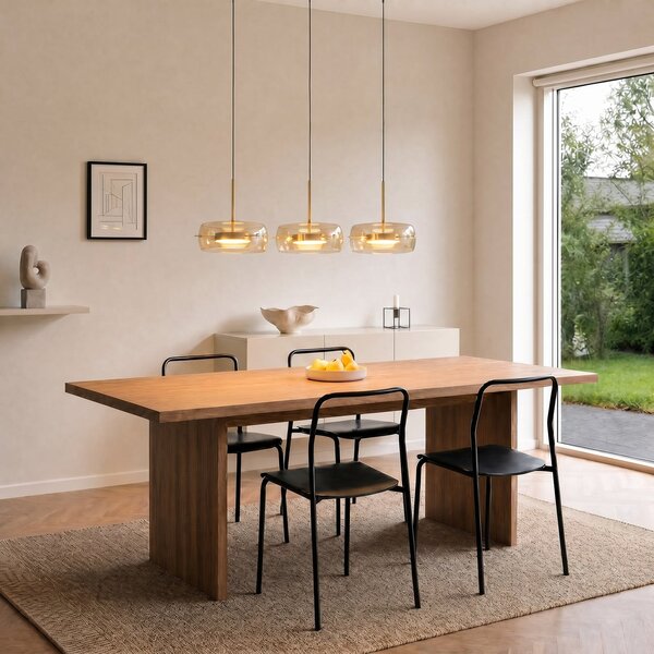 Függőlámpa Lucande, Martis, dimmable, Arany / Sárgaréz, Étkező, Üveg, Modern