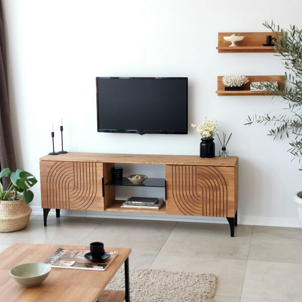 Lidya fém TV-állvány, tölgy, 50 cm