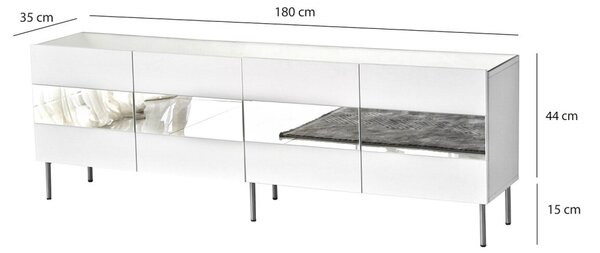 Leon TV-állvány, fehér-ezüst, 180 cm