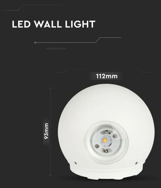 V-TAC 4W kültéri, fehér, fali LED lámpa meleg fehér - SKU 218301