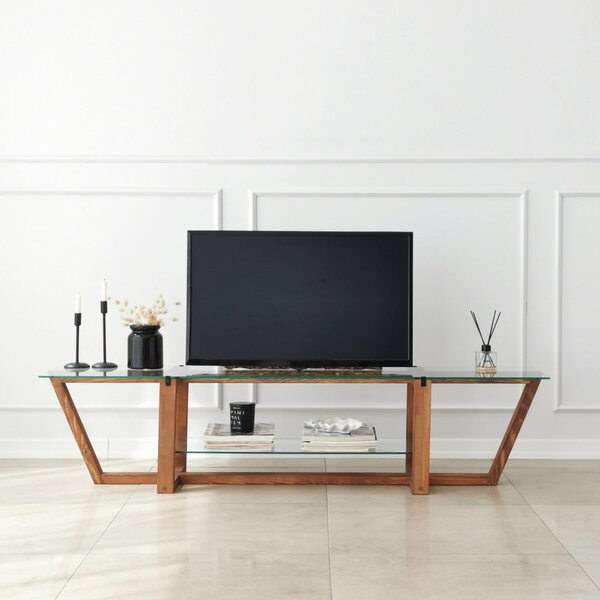 Amalfi üveg TV-állvány, dió, 158 cm