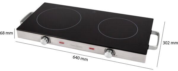 ProfiCook PC-DKP 1211 Hordozható 2 zónás Elektromos főzőlap 2800W - Inox