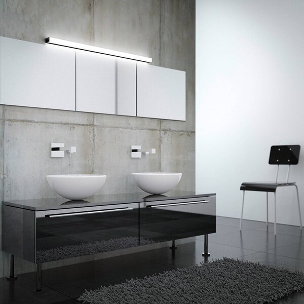 Helestra Lado LED tükör lámpa fekete 120 cm, Fekete, Fürdőszoba, fém, Modern