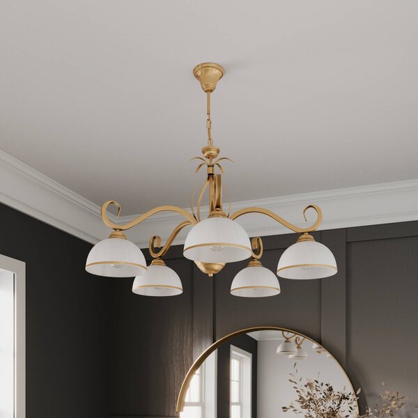 EMIBIG LIGHTING Wivara 5 függő világítás, izzós, arany, dimmelhető, Sárgaréz / arany, Nappali / Étkező, fém, Antik
